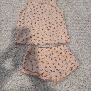 Quincy Mae Cream and Green Floral Sleeveless Top